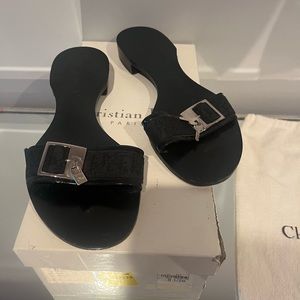 Dior Black Sandals with Silver Buckle